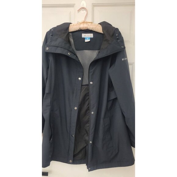 Columbia Omni -Tech Black Rain or Windbreaker Jacket XL Zip Snap Pockets - Picture 12 of 13